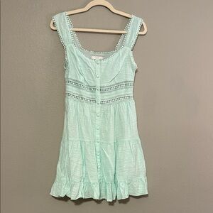 Mint Green Sleeveless Dress with Button Details
